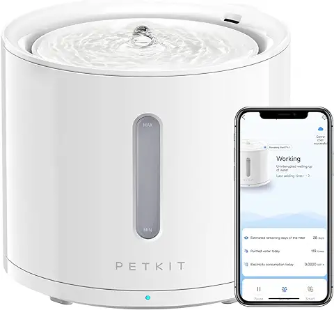 PETKIT EVERSWEET Solo 2 Automática Fuente de Agua para Gatos 2L, Bomba Inalámbrica, Control de App, Ultrasilencioso, Modo Smart/Normal/DND, Ventana de Nivel de Agua, Bebedero Gatos Automática  