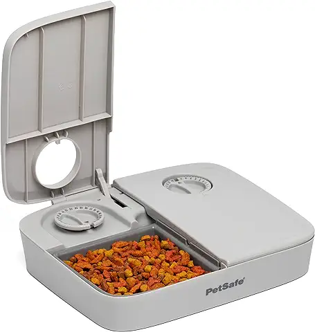 PetSafe Alimentador Automático para 2 Comidas, Temporizadores Integrados, Tazón de Comida sin BPA, Adecuado para Alimentos Secos, Gris, 1 Unidad (paquete de 1)  
