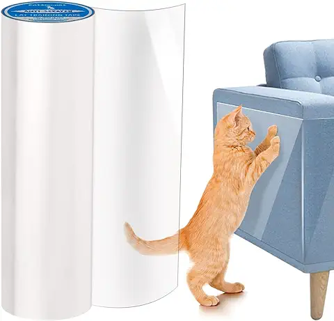 Petslucent Protector de Muebles Gatos, 40X300 CM Cinta Adhesiva Anti Arañazos para Gatos,TPelículas Adhesivas Protección Rascador, para Puerta, Sofá, Pared de Madera  