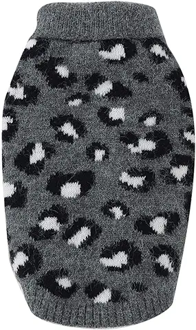 Petyoung Suéter de Perro Chaleco Patrón de Leopardo Suéteres de Lana de Punto Suave para Mascotas Suéteres de Invierno de Ganchillo de Punto Abrigo Cálido Ropa para Perros Pequeños  