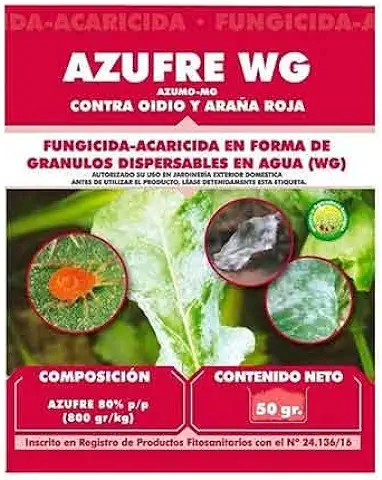 Peyca Azufre WG Masso, Fungicida-acaricida Contra Oídio y Araña Roja, Granulado para Disolver en agua (50g)  