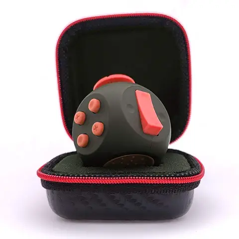 PILPOC TheFube Cubo Antiestrés Fidget Cube - Juguetes Sensoriales Adultos y Niños - Juguetes Antiestrés para Ansiedad, TDAH, Autismo - Fidget Toy con Lados Silenciosos y Lados de Clics [Negro y Rojo]  