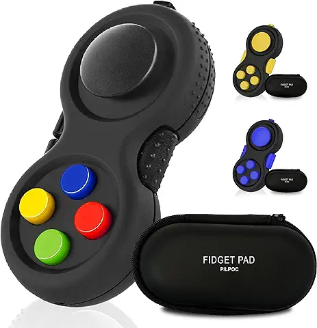 PILPOC Fidget Toy Antiestrés - Juguete Sensorial para Aumentar Concentración, Reducir Estrés, Ansiedad, TDAH - Mando Antiestrés Fidget Clicker - Juegos Antiestrés Adultos [Negro y Mix]  