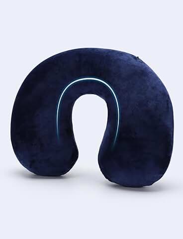 Pitasha Almohada de Viaje Inflable para Cuello Suave de Terciopelo Lavable y Cojin Inflable Almohada Portátil Compactas para Relajarse en Oficina, AvióN, Coche, Tren (Azul)  