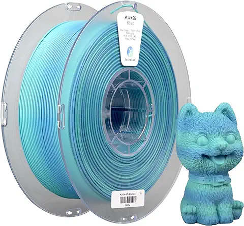 PLA Dual-Color Filamento Kexcelled 1,75mm, Doble Color, Alta Tenacidad, Duradero, Filamento Para la Mayoría de Impresoras 3D, Precisión Dimensional +/- 0,03mm, 1kg (2,2lbs), Azul y Verde  