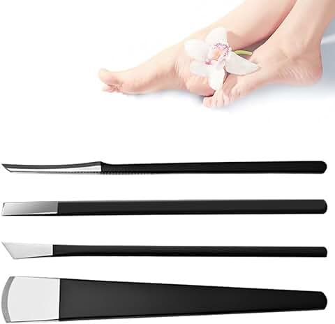 PLABBDPL Kits de Cuchillos de Pedicura Profesional Removedor de Callos, Raspador de Callos, Raspador de Pies, 4 Piezas, Maquinilla de Afeitar, Raspador de Pies, piel Dura, Removedor de Callos de Talón  