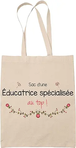 Planetee Tote Bag Educadora Especializada en Top | Idea de Regalo Colega Trabajo Retiro Bolso Bolso Reutilizable, Beige  