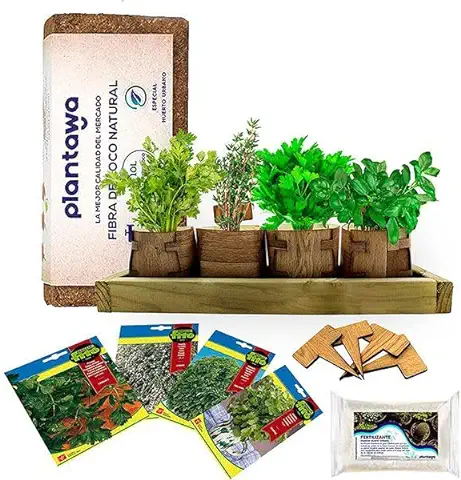 PLANTAWA Kit de Cultivo Growbag, Kit Completo para Cultivar Hierbas Aromáticas y Culinarias, Semillas Huerto Urbano para Casa Jardín Decoración Plantas Ecológicas Interior y Exterior  