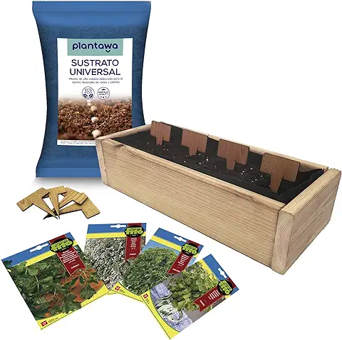 PLANTAWA Kit de Cultivo Jardinera Slim, Kit Completo para Cultivar Hierbas Aromáticas y Culinarias, Semillas Huerto Urbano para Casa Jardín Decoración Plantas Ecológicas Interior y Exterior  