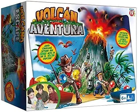 PLAY FUN BY IMC TOYS Volcán Aventura (Versión Española) | Juego de Mesa Familiar Divertido para Niños y Niñas +6 Años  