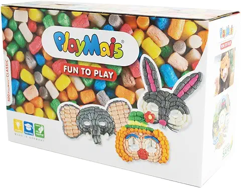 PlayMais Fun TO Play Masks Juguete de Construcción para Niños y Niñas 3 Años+ | Kit de Manualidades I 500 Piezas de Colores, Instrucciones y 6 Máscaras de Cartón | Estimula Creatividad y Motricidad  