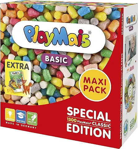 PlayMais MAXI PACK Basic para Niños a Partir de 3 Años | Juguete de Motricidad con 1.300 PlayMais & Libro de Manualidades | Estimula la Creatividad y la Motricidad fina  
