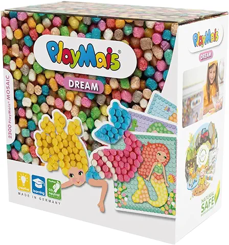 PlayMais Mosaic Dream Mermaid Kit de Manualidades para Niñas y Niños a Partir de 5 Años | 2300 Piezas y 6 Plantillas de Mosaicos con Sirenas | Estimula la Creatividad y Las Habilidades Motoras  