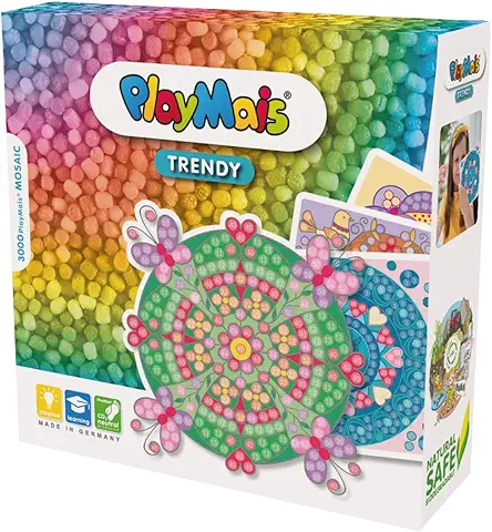 PlayMais Trendy Mosaic Mandala Kit de Manualidades para Niñas y Niños a Partir de 8 Años | 3000 Piezas y 6 Plantillas de Mosaicos | Estimula la Creatividad y la Motricidad  