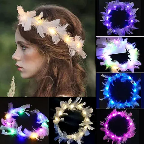 Pluma LED Diadema, Diademas De Plumas LED Iluminadas, Plumas De Diadema De Corona LED, Pluma LED Diadema Para Mujeres, Diadema Iluminada, Boda Fiesta Festival Accesorios Accesorios Para Fotos  