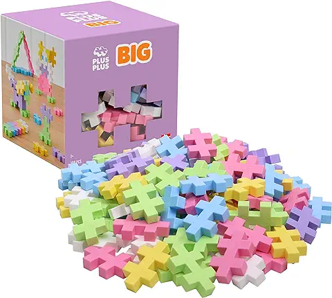 Plus-Plus-Big Pastell 9603412-Juego de Bloques de Construcción Creativos, 100 Piezas, Mezcla de Colores Pastel (03412)  