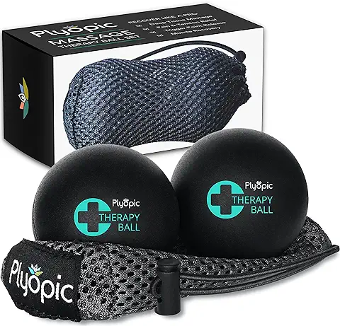 Plyopic Bolas de Masaje – (Set de Massage Balls) – para Automasaje, Liberación Miofascial, Trigger Point, Crossfit y Fascitis Plantar. Elimina Dolores Musculares: Espalda Cuello Piernas Pies etc.  