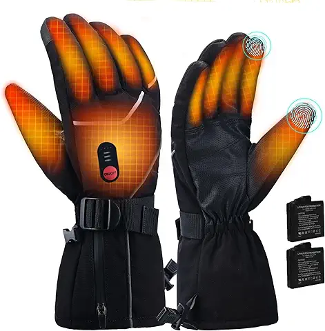 Podazz Guantes Calefactables para Hombres y Mujeres, 7,4 V, 3000 mAh Guantes Eléctricos de Invierno para Motocicleta con 3 Ajustes de Calor para Patinaje, Esquí, Ciclismo, Camping  