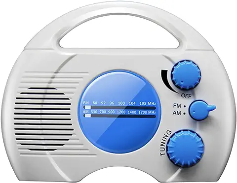 POHOVE Radio de Ducha de Escritorio, Audio, Música, al aire Libre, Altavoz Integrado, Funciona con Pilas, mini Regalo Portátil, Impermeable, ABS, AM FM  