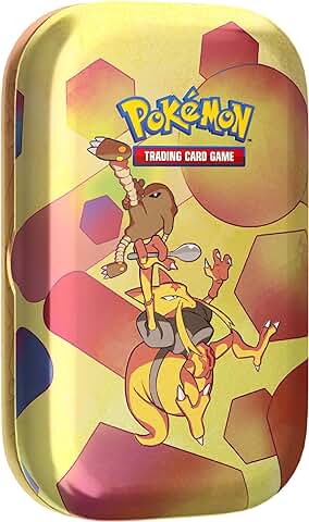 Pokemon - Juego de Cartas Coleccionables: Mini Caja de Lata Carmesí y Púrpura – 151: Kadabra (2 Paquetes de Refuerzo, 1 Moneda y 1 Tarjeta)  