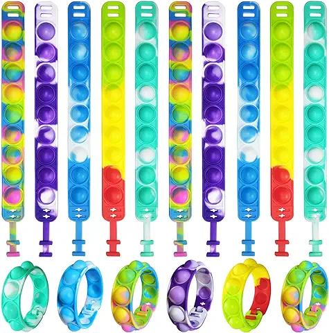 Pop it Fidget Toy,16 Piezas Pop Fidget It Pulsera Ajustable para Niños, pop Bubble Fidget Pulsera de Juguete, Multicolor Pulsera para Niños, Juguetes Sensoriales para Niños y Adultos con Autismo  