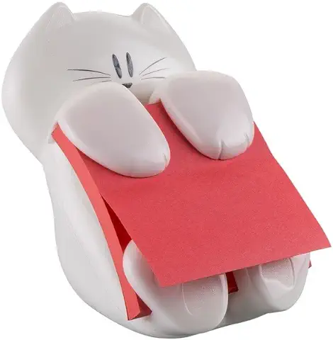 Post-It Dispensador de Notas Z, Diseño Gato, Paquete de 1 Bloc de Notas de 90 Hojas, 76x76 mm, Color Rosa, Para Dispensar con una Mano en el Escritorio  