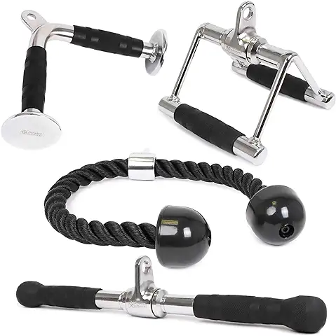 POWER GUIDANCE Accesorios para Barra Lateral, Tríceps, Tirador de Cable, Accesorios para Máquina de Pesas, Accesorios para Máquina de Cable para el Gimnasio en casa (Set of 4)  