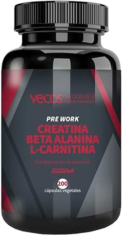 Pre Entreno con Creatina, Beta Alanina y L-Carnitina | 200 Cápsulas Vegetales | Contribuye a Aumentar la Masa Muscular y la Fuerza | Aporta Energía Extra | Complemento Alimenticio  