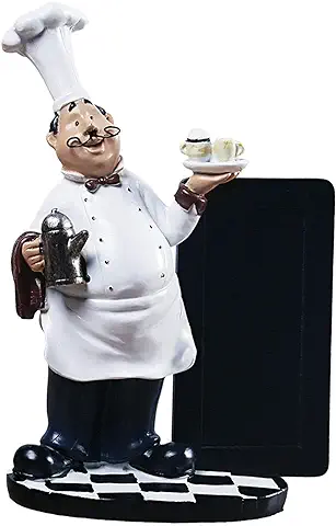 Predolo Novedad Chef Estatua con Pizarra Personaje Arte Cocinero Adorno Decorativo Artesanía para Encimera Cocina Decoración Cocina Tienda  