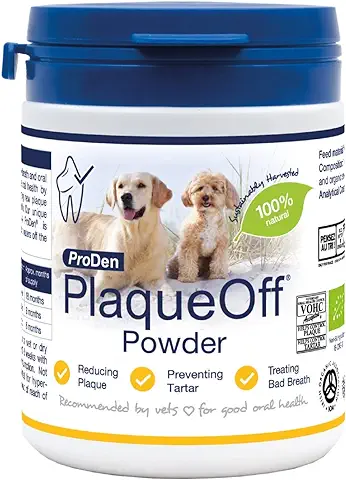 ProDen PlaqueOff Powder - Polvos para Perros y Gatos, 180 g, para el mal Aliento, Placa Bacteriana, Sarro  