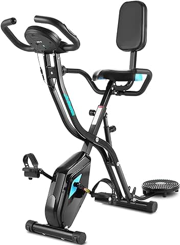 Profun - Bicicleta Estática Plegable para Fitness, Resistencia Ajustable en 10 Niveles, con Tabla de Ejercicios Giratoria, con Conexión a la Aplicación  