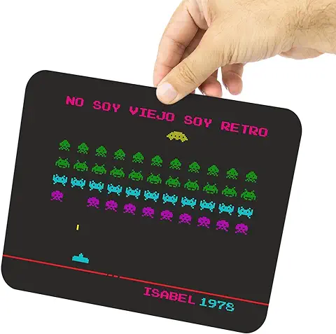 PROMO SHOP Alfombrilla de Ratón Personalizada · Mouse Pad con Diseños Gaming para Personalizar · Ideales para Regalar · Alfombrilla para Ordenador Tamaño 18x22 CM (Space_Retro)  