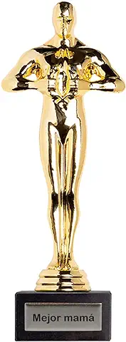PROMO SHOP Trofeo Dorado con Base de Mármol - Personaliza Esta Estatua Color Oro Estilo Premio ÓSCAR con el Texto Que Quieras y Haz un Regalo Original y Personalizado  