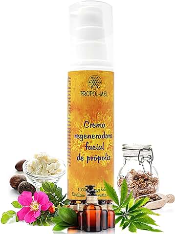 Propolmel - Crema Facial Natural - 50 ml - Certificado BIO. Crema Antimanchas, Hidratante Facial y Reafirmante Mujer/hombre con Propoleo, Karite, rosa Mosqueta, Jojoba y Aceites Esenciales.  