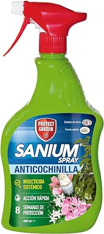 PROTECT GARDEN Sanium Spray Anticochinillas, Insecticida Sistémico de Listo. Elimina Larvas y Adultos de Cochinillas. Rápida Acción de Choque. Hasta 8 Semanas de Protección 800ml  