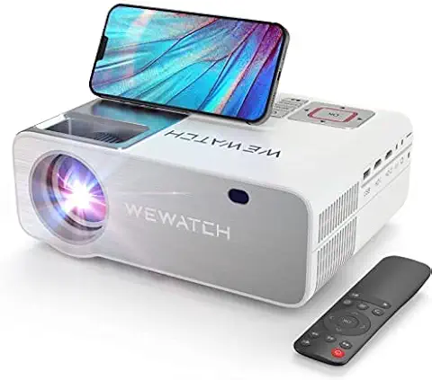 Proyector 4K, WEWATCH V53 Pro Proyector Portatil, Proyector 5G WiFi 350 Lúmenes ANSI, Proyector Bluetooth Cine en casa 230" Gran Tamaño, Projector Compatible con IOS/Android/TV Stick/HDMI/USB  