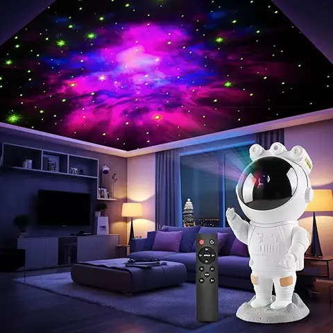 Proyector Estrellas Astronauta，Galaxy Projector Starry Night Light，con Temporizador, Mando a Distancia y 360° Rotación Lampara Proyector Galaxia Techo de Dormitorio，Regalos Para Niños y Adultos  
