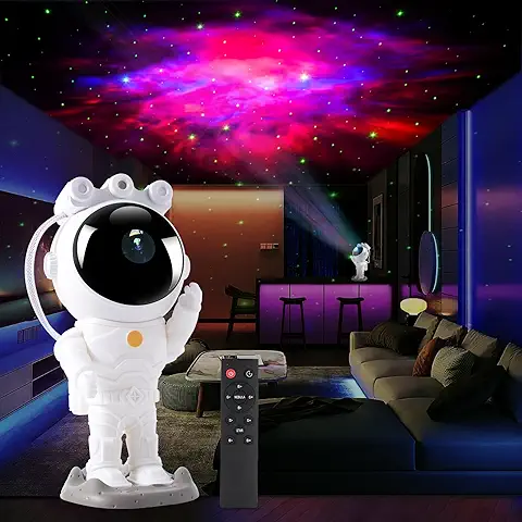 Proyector Estrellas Astronauta，Galaxy Projector Starry Night Light，con Temporizador, Mando a Distancia y 360° Rotación Lampara Proyector Galaxia Techo de Dormitorio，Regalos Para Niños y Adultos  