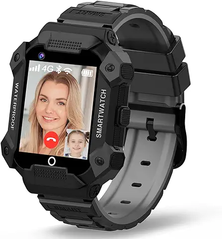 PTHTECHUS Reloj Inteligente GPS Niños - Smartwatch Telefono con GPS Localizador 4G Bluetooth Musica Videollamada WiFi SOS Podómetro Chat de Voz Despertador Camara per Niño y Niña de 5-12 Años  