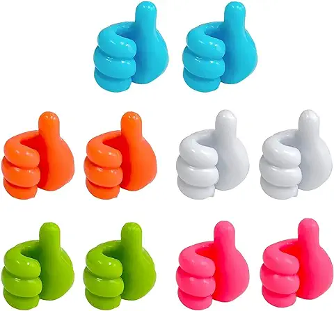 Pulgar Ganchos, 10Pcs Mini Gancho Adhesivo Pared, Gancho Multiusos Pared para Escritorio, Cables de Carga, Cables USB, Ganchos de Pared para Pulgar, Multifuncionales, Divertidos Ganchos Adhesivos  