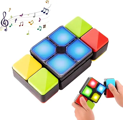 Pup Go Cubo Mágico Electrónico con Música y Luces Coloridas, Juego de Rompecabezas Cumpleaños, Juegos de Mesa Familiares，Consola Portatil，Game Boy Viaje Juguetes Educativos para Niños de 5 a 12 Años  