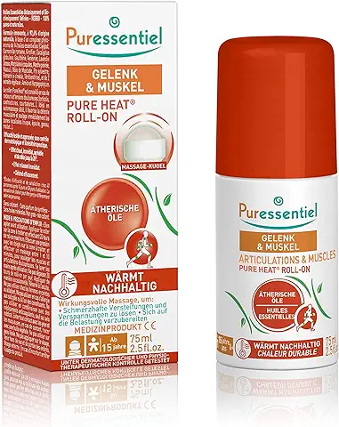 Puressentiel - Roller Pure Heat Articulaciones y Músculos con 14 Aceites Esenciales, Producto Sanitario, Efecto Calor Natural, Alivia la Rigidez y la Tensión Dolorosa, Bola de Masaje, 75 ml  