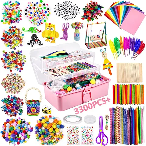 Purpledi DIY Creativo Kit Manualidades Material 3300+PCS, DIY Art Supplies Creativo Regalo Labores, Juguetes Educativos para Niño Niña  