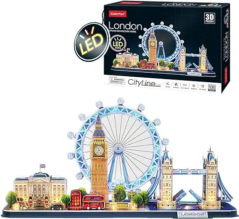 Puzzle 3D - Londres LED Cityline | Puzzle 3D Regalo Niños 8 Años | Puzzle 3D Adultos Y Puzzle 3D Niños | Maquetas para Montar Niños | Maquetas para Construir Adultos | Puzzles 3D | 186 Piezas  