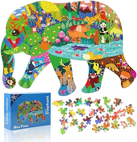 Puzzle de Elefante, Rompecabezas Niños, Puzzles de Cartón 200 Piezas Juego de Regalo Educativo Preescolar de Aprendizaje Temprano para Niños de 4 Años o Más Mayor  