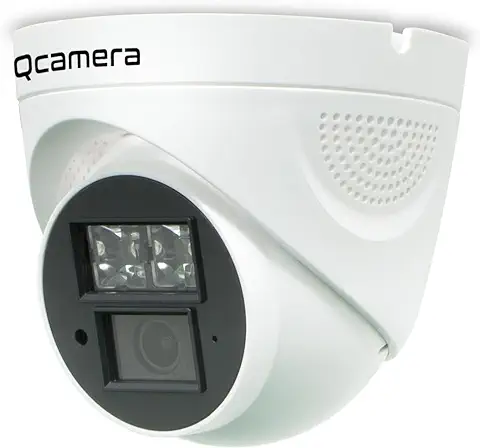 Q-camera 5MP Seguridad PoE Cámara IP con Detección de Personas/vehículos, Domo Torreta Cámara de Vigilancia Interior, de Dos Vías de Audio, Lente de 2,8 mm, Ranura para Tarjeta SD (no Incluida)  