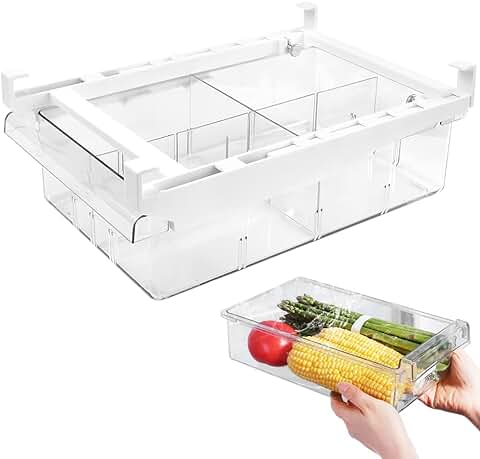 QINERSAW Cajones Extraíbles para Nevera Cajones Refrigerador Contenedor Refrigerador Retráctil Que Ahorra Espacio 30 * 20 * 9.5 Cm Organizador De Refrigerador Extraíble Para Huevos/Frutas/Verduras  