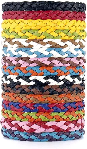 Qisiewell - Pulsera Antimosquitos (15 Unidades, Protección Natural Contra Insectos, Apta para Niños, para Interiores y Exteriores), Color Negro, Rojo, Amarillo y Multicolor, Banda  