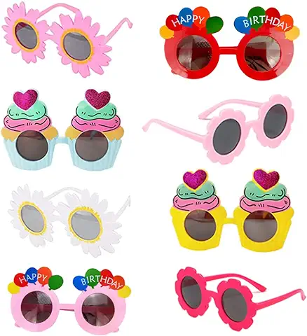 Qiwenr 8Pcs Gafas de Fiesta,Gafas de Fiesta de Carnaval Gafas de Sol de Plástico Divertidas Gafas de Fiesta Coloridas Hawaianas Fiesta Gafas,para Carnaval Fiestas Navideñas Hawái Viajes al Aire Libre  