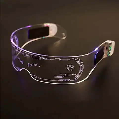 QOTSTEOS Cyberpunk - Gafas Luminosas LED de 7 Colores, Gafas Luminosas de Estilo Futurista, Gafas de Fiesta de Neón, Divertidas Gafas de Brillo para Cosplay, Halloween, bar, Club, Niña, Novio, Amigo, Regalo  